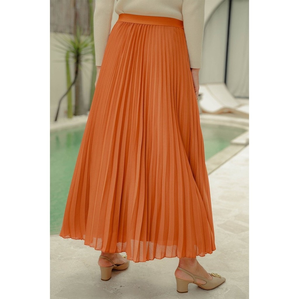 Benang Jarum - Chiffon Pleats Skirt - Camel Terbaik