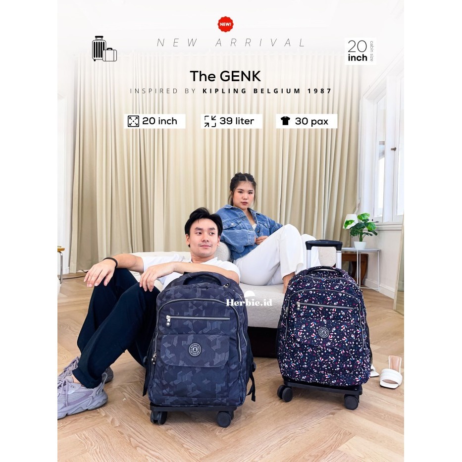 Tas Ransel Troli Barley Kipling Genk Belgia Original Kabin Roda Import