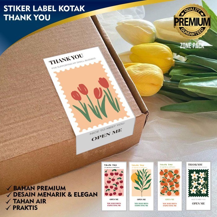 

paling diminati] [50 PCS] Stiker Label Open Me Thank You Kotak Label Kemasan Zone Pack