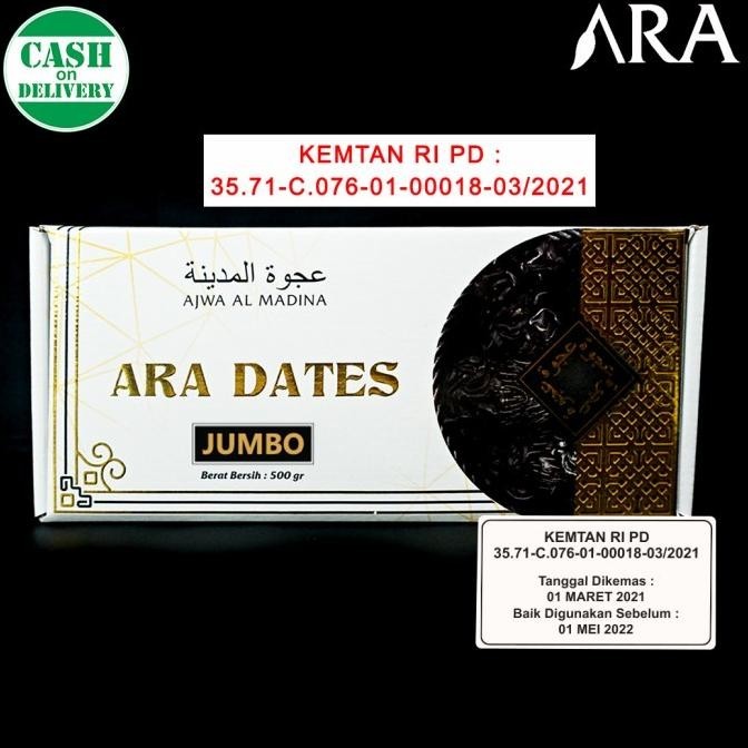 

Kurma Ajwa Jumbo 500Gr Ara Dates Original