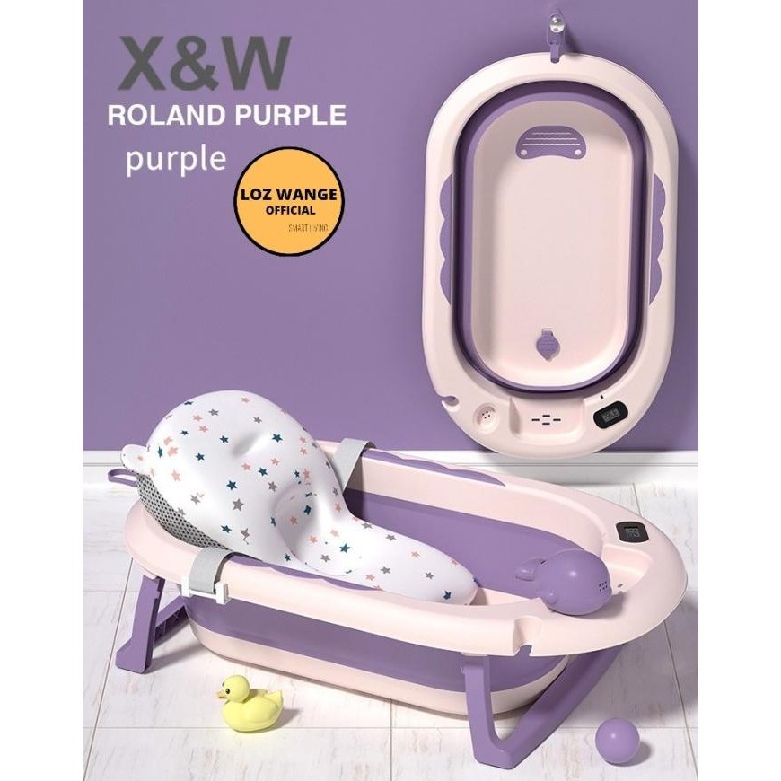 Bak Mandi Bayi Silikon Lipat Dilengkapi Thermometer & Matras Anti Slip