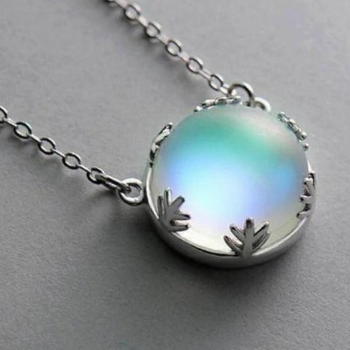 Kalung Silver Northern Lights Natural Gemstone Liontin Fashion Neckles