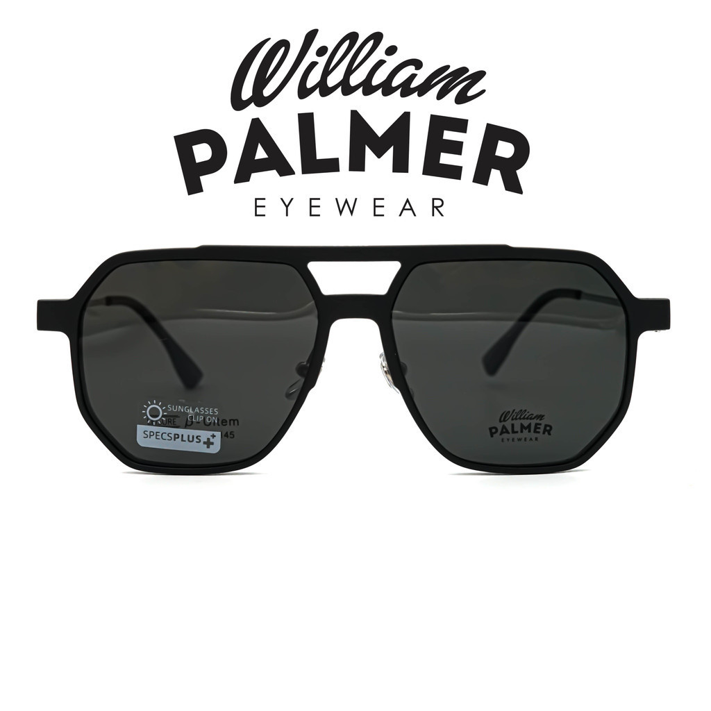 William Palmer Kacamata Pria Wanita Clip On 8509 C2 Black Doff