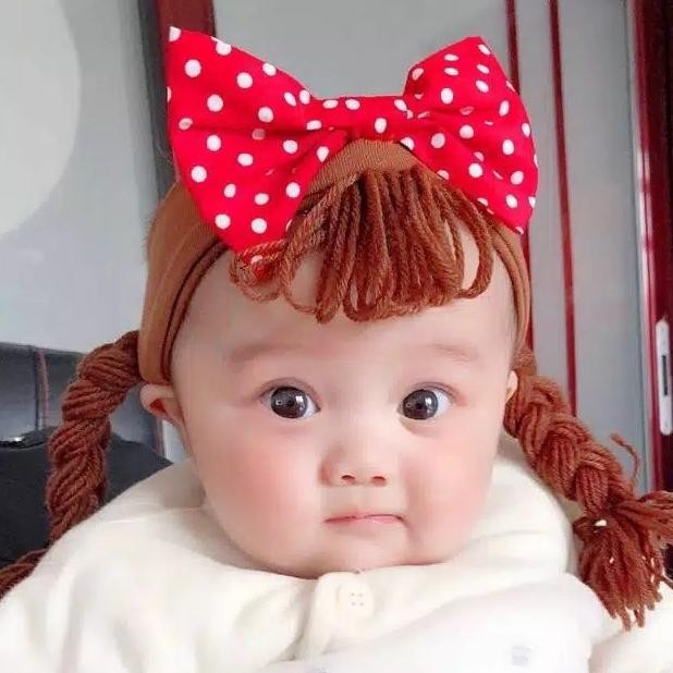 Bandana Wig Bayi Perempuan Headband Bayi Baru Lahir Bando Elastis Bayi