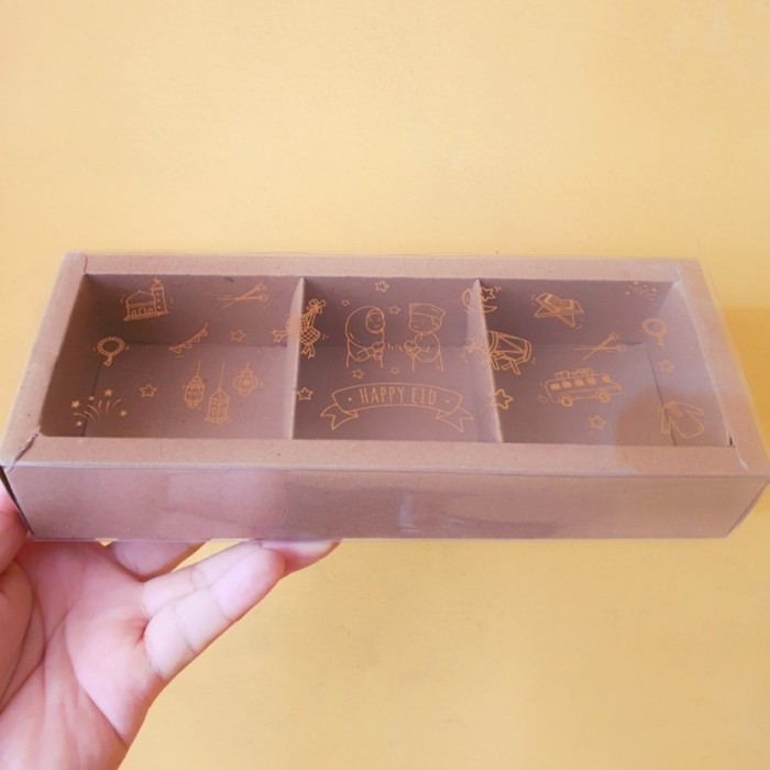 Box Mika Idul Fitri Sekat 3 Packaging Eggtart Snack Hampers Lebaran