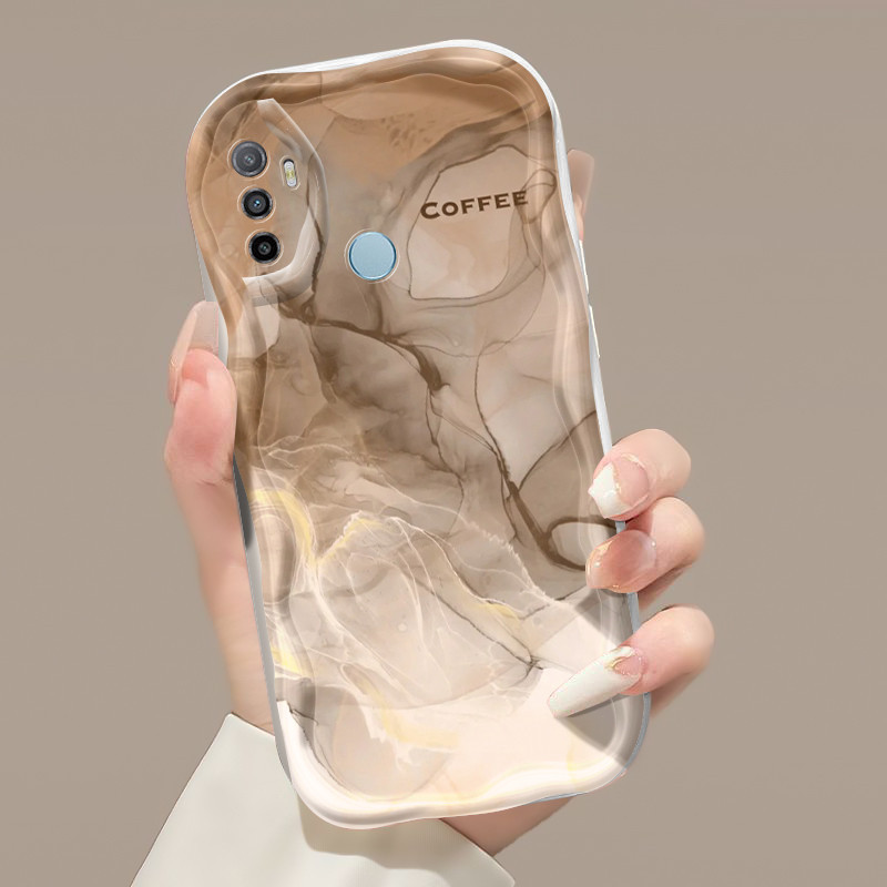 Casing Hp OPPO A53 2020 A53s A32 A33 2020 A11s Case pola Marmer putih dan coklat Casing HP sederhana