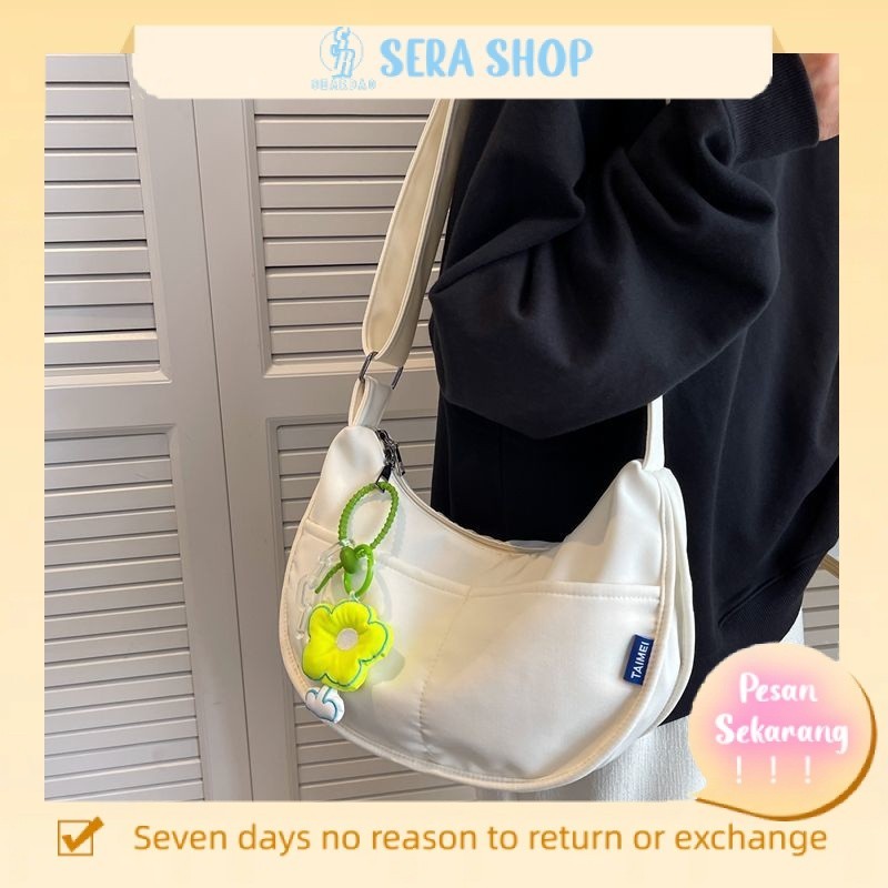 Seart ❉Tas Kanvas Wanita Musim Panas Baru Jepang Messenger Warna Solid Tas Bahu Mahasiswa Tas Pangsi