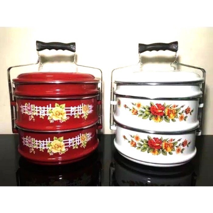 Rantang Enamel / Tenong Jadul 24 Cm / 3 Susun