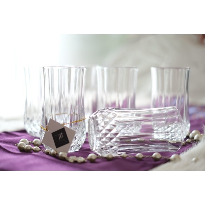 Gelas Kaca / Gelas Mewah / Gelas Kristal / Gelas Pesta Set 6 Gelas