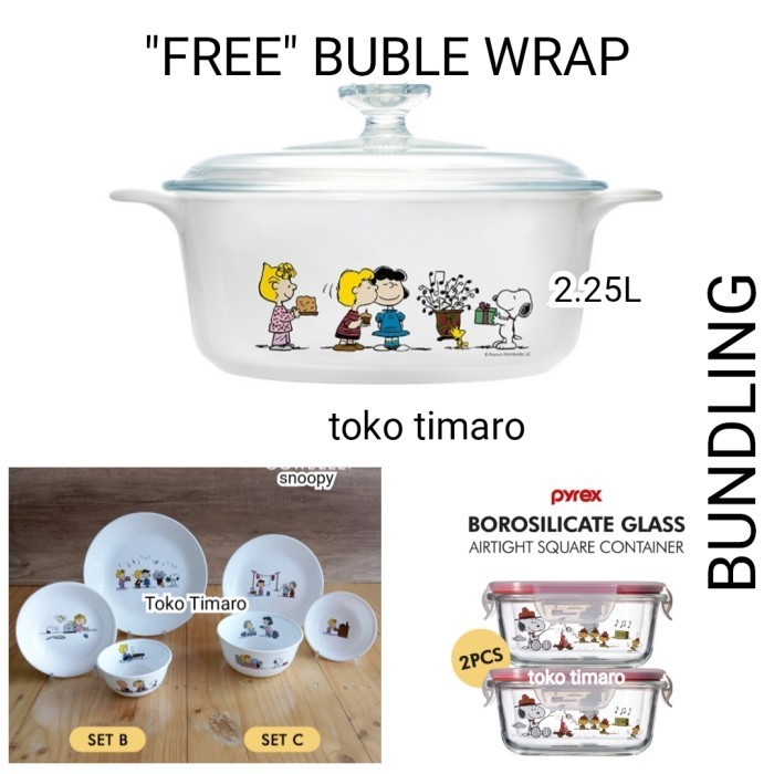Snoopy Bundling Corelle (Set-A+Set-B)+Pyrex+Corningware 2.25L