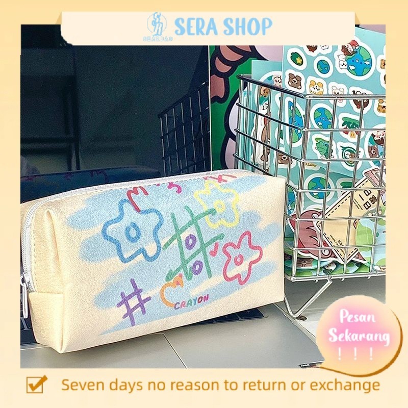 

₪Sera kotak alat tulis grafiti warna lucu jaring kreatif merah bernilai tinggi gadis siswa sekolah menengah pertama kotak pensil kapasitas super