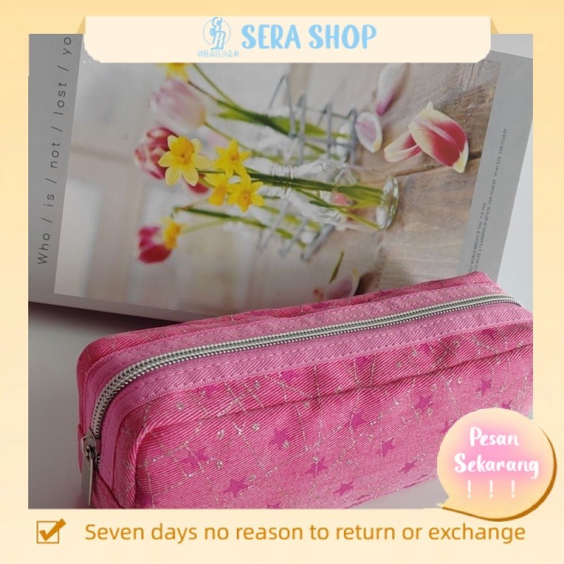 

▨✐♗Sera 2022 baru kotak pensil denim merah muda siswa sekolah dasar dan menengah kotak pensil fashion