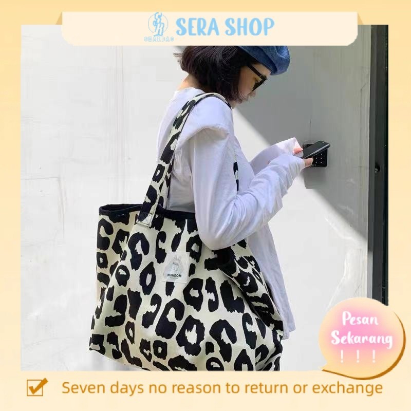 

❀✤Sera Harajuku Versi Korea Tas Belanja All-Match Musim Gugur dan Musim Dingin Macan Tutul Cetak Kapasitas Besar Tas Tote Bahu Siswa Wanita Tas Kanvas Kasual Tide