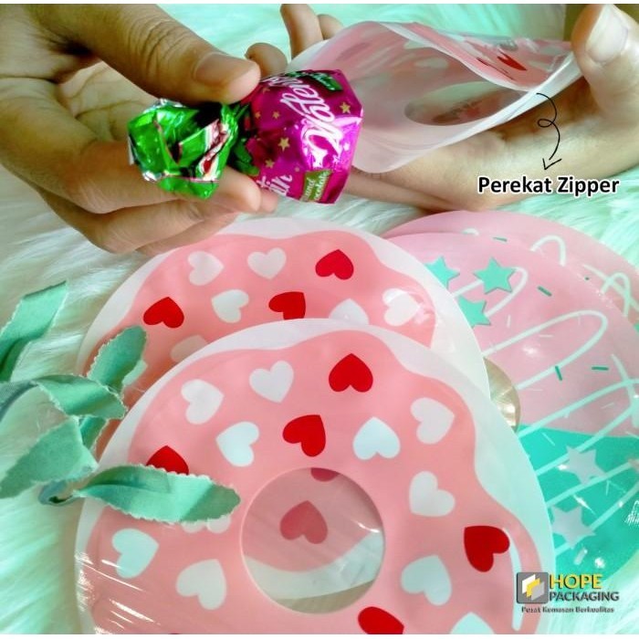 

5Pcs Packing Plastik Zipper Clip Bentuk Donat Untuk Souvenir Lebaran 037
