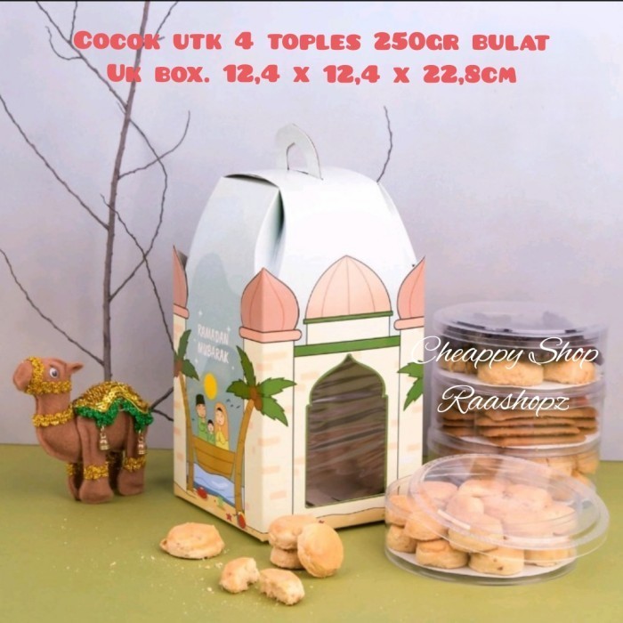 1 Box Lebaran 4 Toples 250gr Box Lebaran Kue Kering Kotak Kado Lebaran