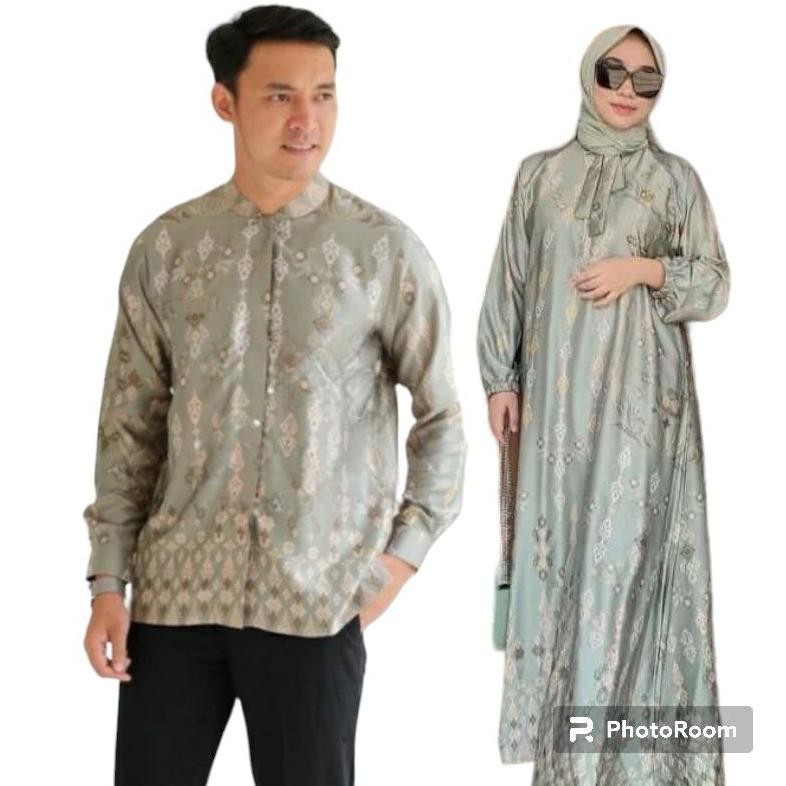 Set Baju Pakaian Kopel Muslim Lebaran Baju Couple Pasangan Gamis Wanita Maxmara Muslim Pasangan Pest
