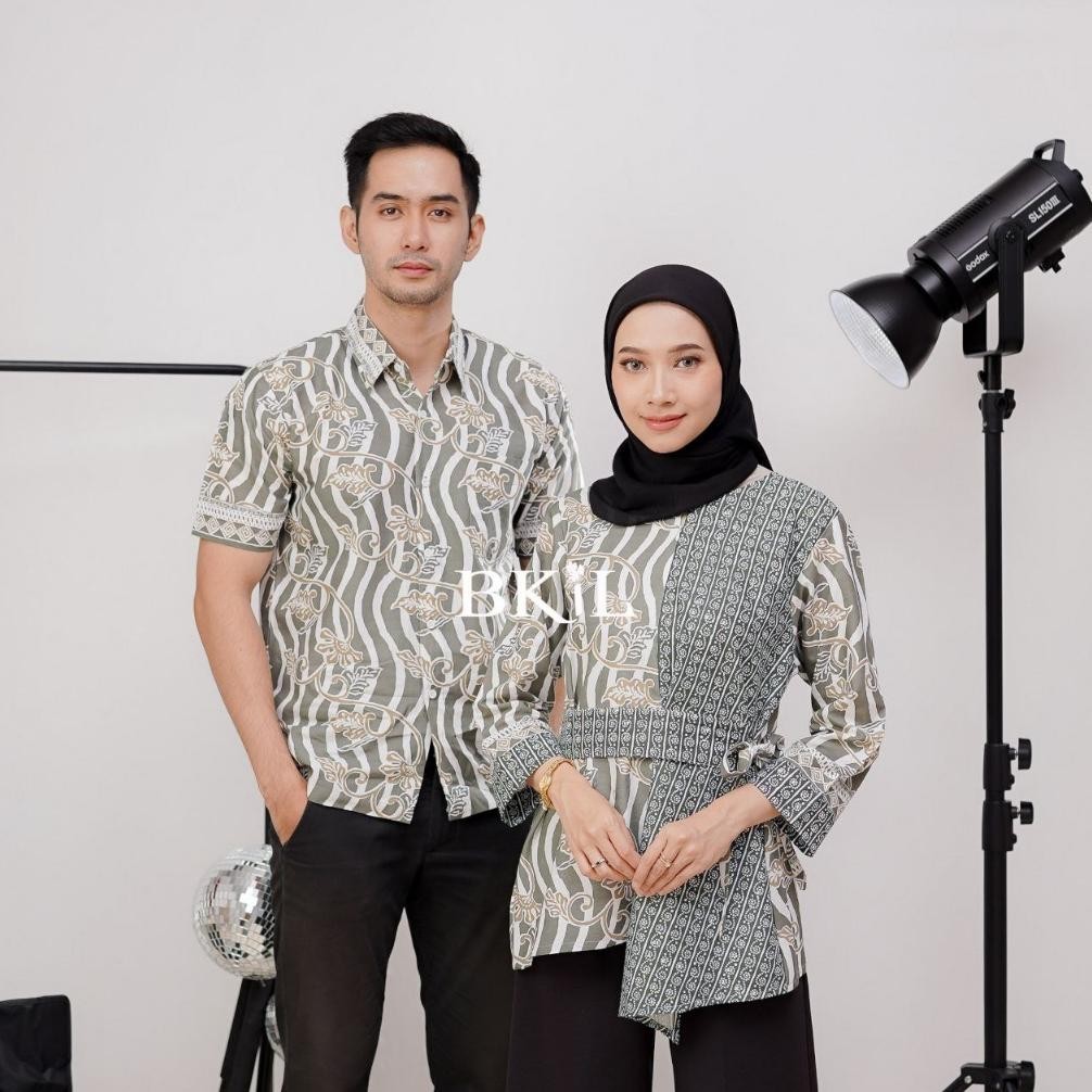 Batik Couple Modern Atasan Blouse Batik Kerja Kantor Wanita Motif Salur Viral 