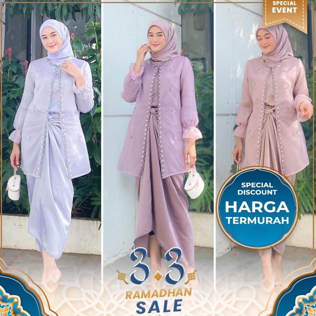 Batik Couple Termurah - Kebaya Couple Premium Rhasmi Bahan Dress Organza Batik Couple Setelan Kondan