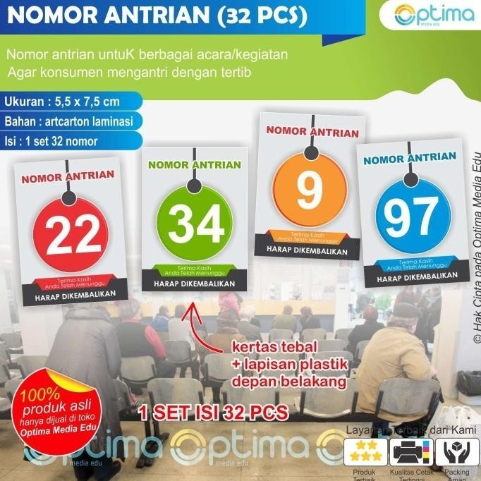 

[ready] KARTU NOMOR ANTRI / ANTRIAN (UMUM) 1 SET DAPAT 32 PCS [siap