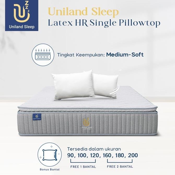 Kasur Pocket Spring Bed Latex HR Single Pillowtop 30cm Uniland Sleep