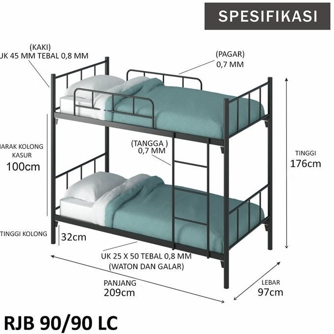Ranjang Tingkat Besi |Ranjang Susun Minimalis |Kasur Tingkat BB|90/120