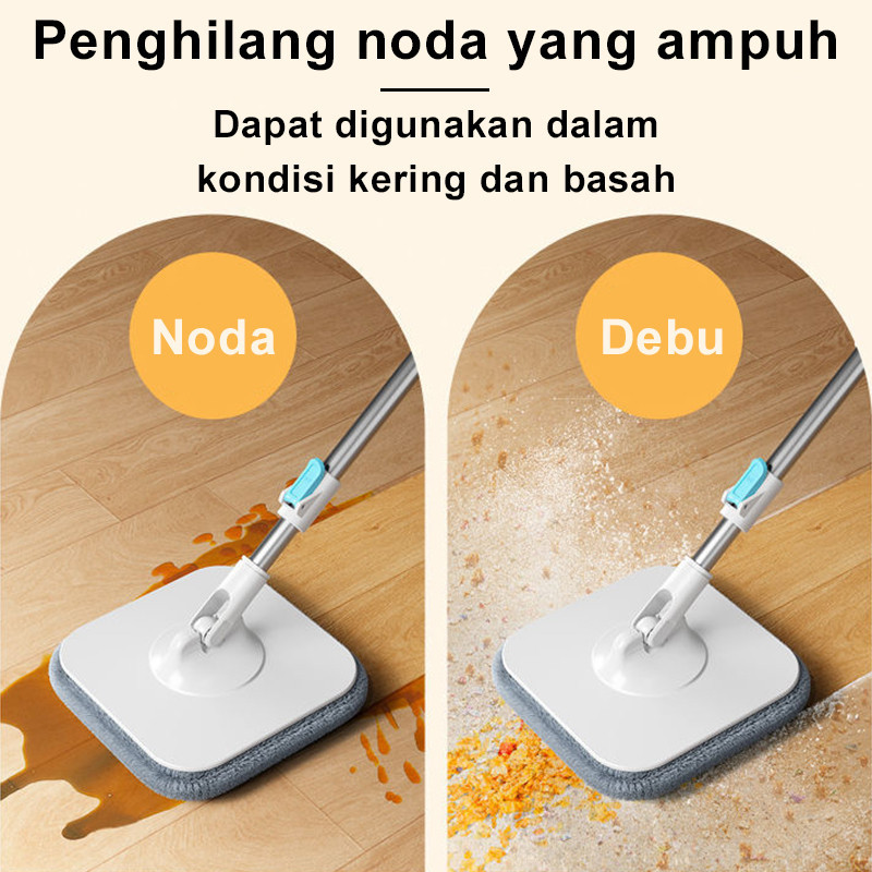 T7G ALAT PEL LANTAI PUTAR KAIN PEL MICROFIBER PELAN LANTAI BESAR 21CM LAP PEL PERAS OTOMATIS ALAT