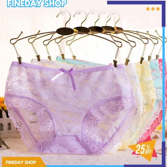 CELANA DALAM WANITA SEXY CELANA RENDA TRANSPARAN C 100 - MERAH, XL BEST SELLER
