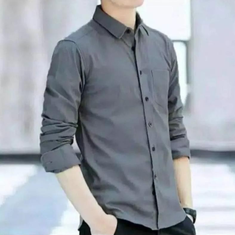 Promo (Cod) Kemeja Pria Lengan Panjang  Warna Coksu Kemeja Polos Pria Oxford Oxport Kemeja Baju Laki