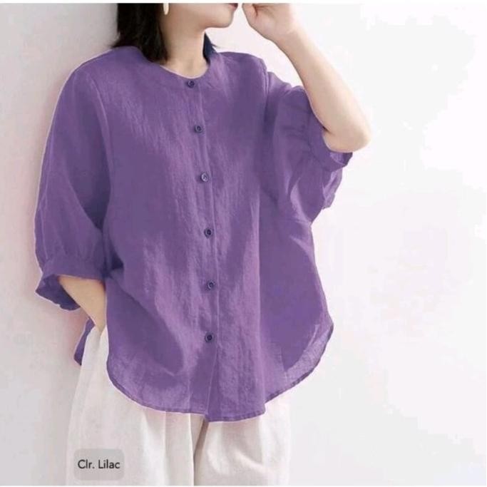 Blouse Wanita Motif Polos Bahan Katun Linen Premium