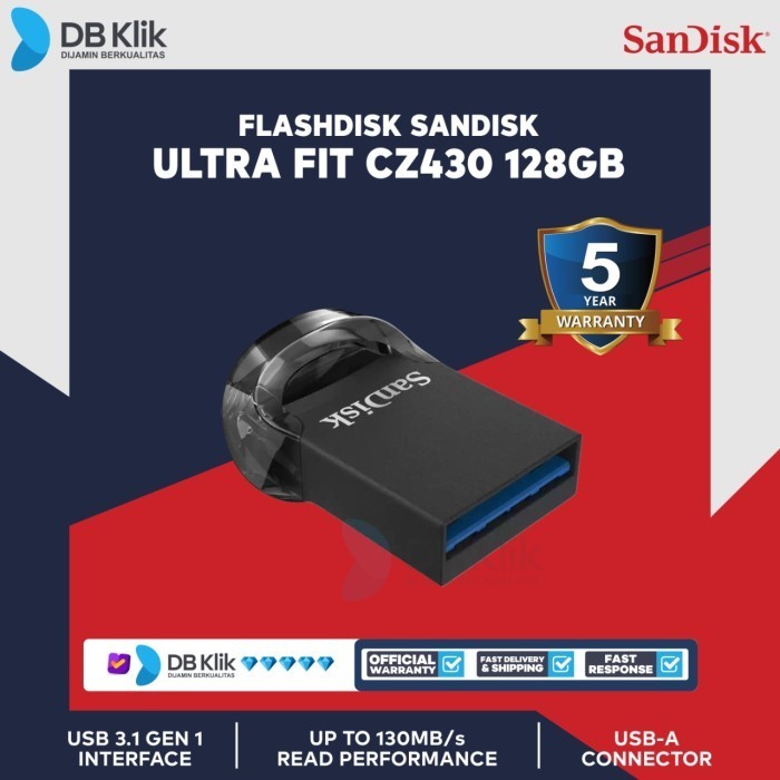 FLASHDISK SANDISK ULTRA FIT CZ430 128GB USB 3.1 (SDCZ430-128G-G46)