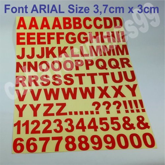 

Sticker Alphabet Abjad Huruf Font ARIAL 3,7cm x 3cm Stiker Label