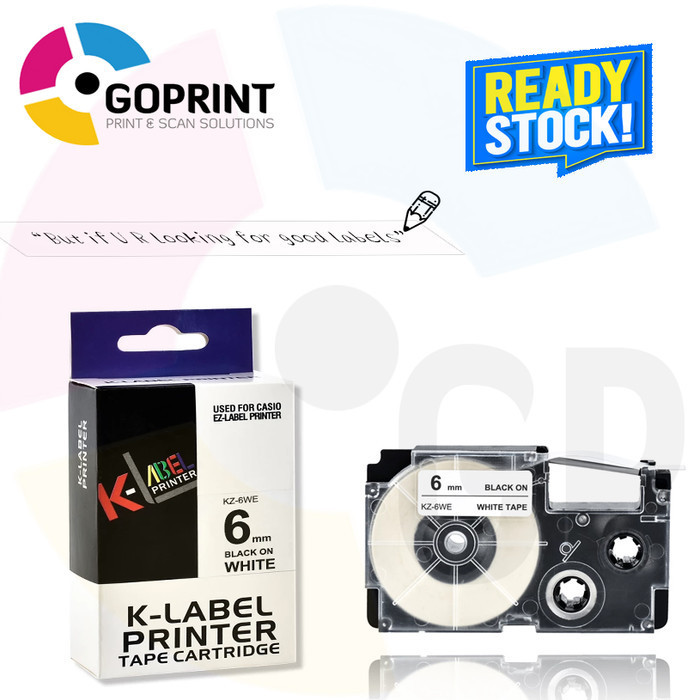 

Label Tape K-Label 6mm 8m Compatible Printer Casio KL-60 KL-120 EZ