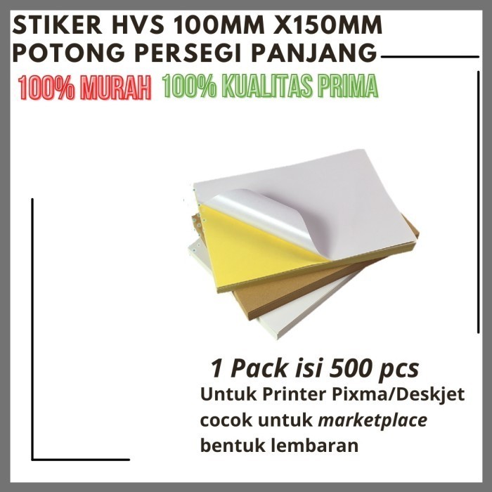 

Kertas Stiker HVS A6 / Printable Sticker (bisa di Print & Tulis) 500Pc