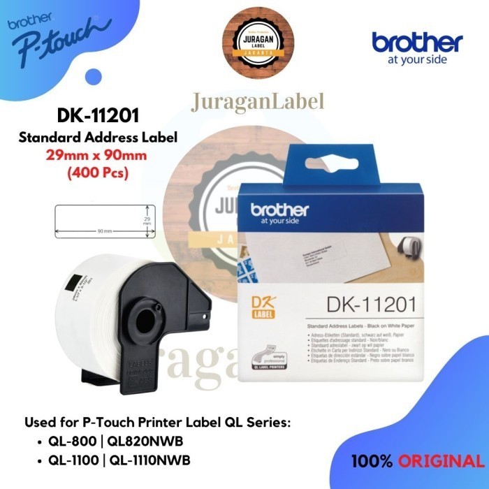 

BROTHER DK-11201 Die Cut 29mm x 90mm Standard Address Label DK11201