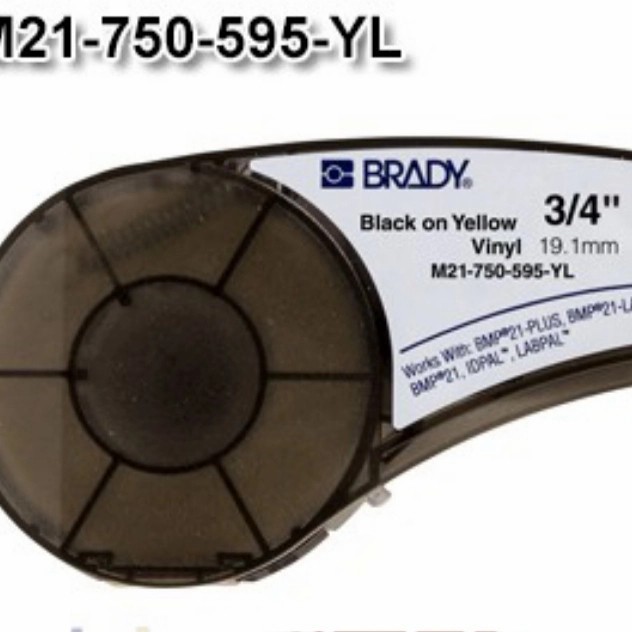 

tape label brady vinly 19mm black on yellow M-21-750-595 YL