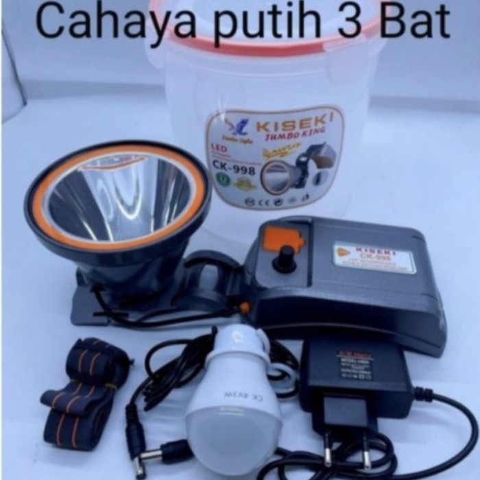 Senter Kepala LED Super Terang Jumbo KISEKI CK-998 200 Watt Putih