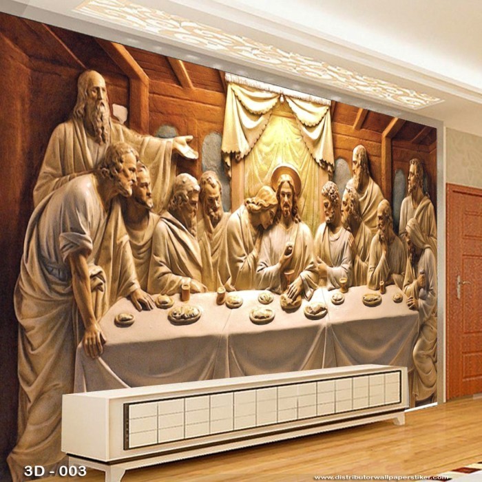 WALLPAPER DINDING CUSTOM 3D KRISTEN LUKISAN TUHAN YESUS GAMBAR MARIA