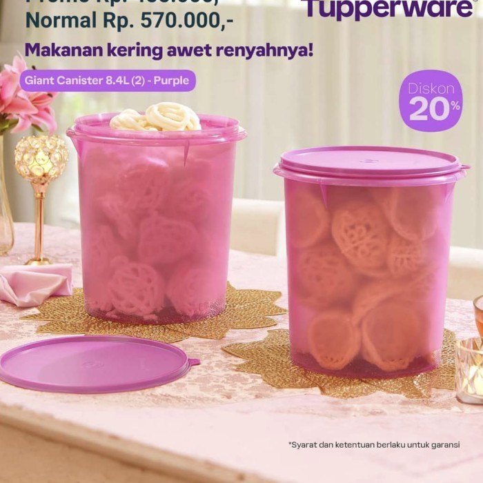 NEW SERIES TOPLES KRUPUK TUPPERWARE GIANT CANISTER 8,4LTR CORAK FLOWER QUALITY ORIGINAL