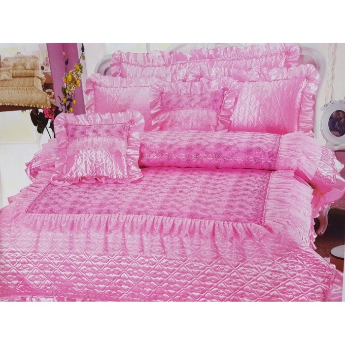 Bed Cover dan Sprei Pengantin Satin Import Bunga Payet