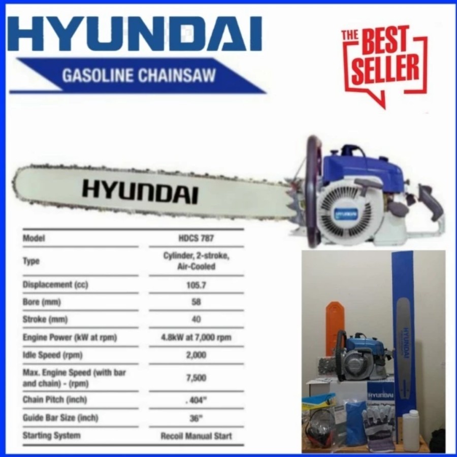 Mesin Gergaji Kayu hyundai HDSC 787 mesin chainsaw hyundai 36 inci