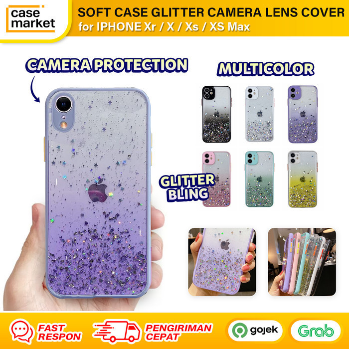 IPHONE XR X XS MAX 10 10S SOFT CASE CANDY GLITTER CASING KAMERA TUTUP