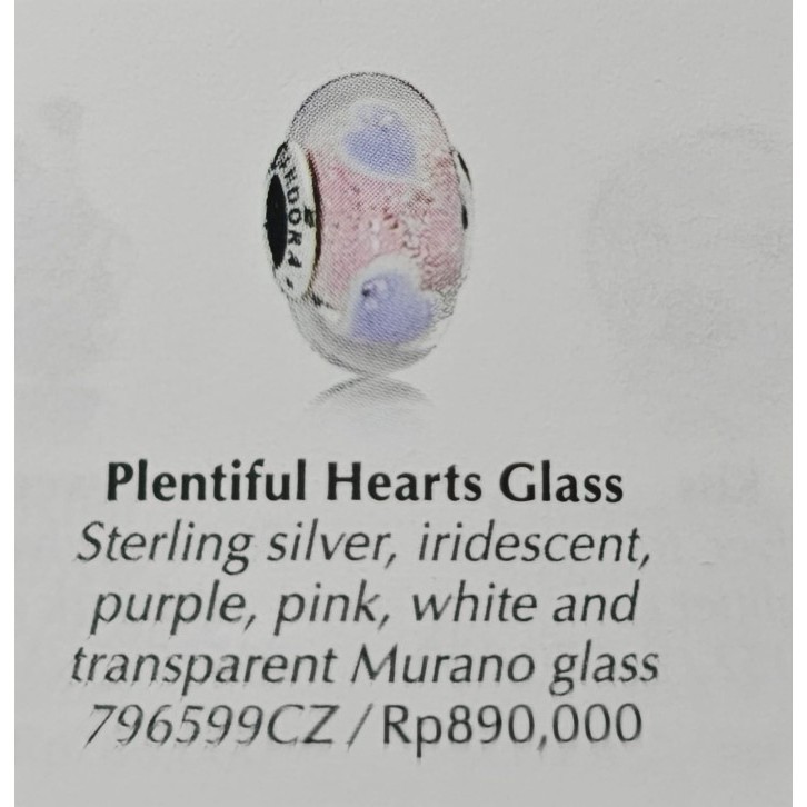 MURANO GLASS CHARM GELANG PLENTIFUL HEART PANDORA ORIGINAL