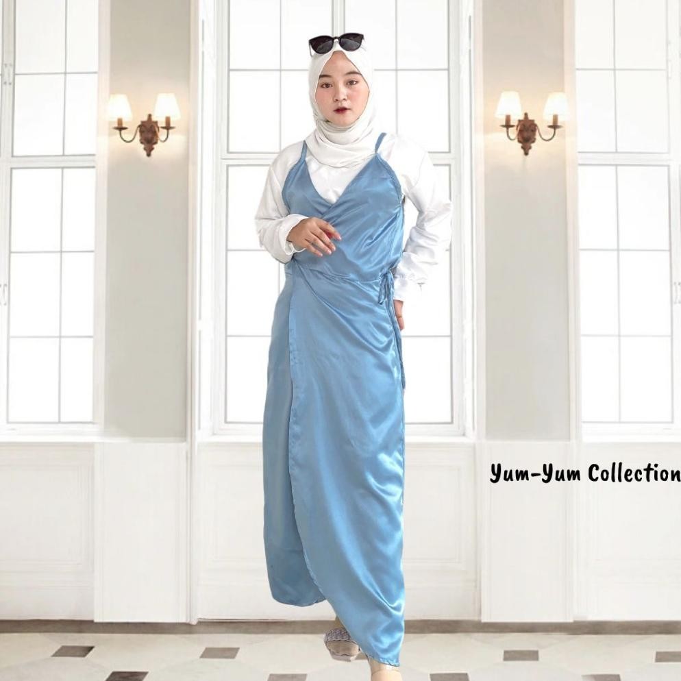 Terlaris Setelan Dress Tali Stephanie Set Dress Satin Camisole Hijab Kamisol Terbaru Stock Terbatas
