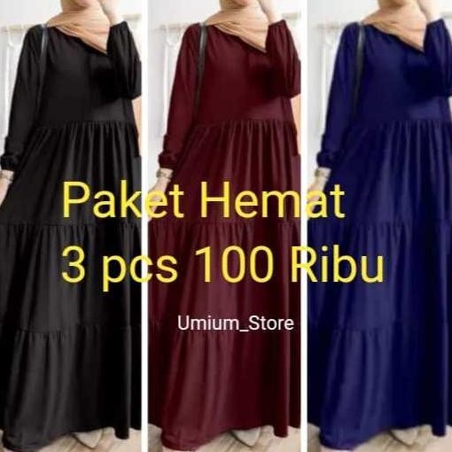 Terbaru 3 Pcs 100 Ribu Gamis Syari Twill Polos Terbaru Rayon Twill Super Premium Gamis Jumbo Busui L
