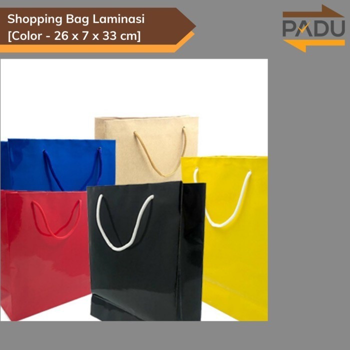 (0_0) [12 PCS] SHOPPING BAG LAMINASI 26 X 7 X 33 CM - PAPER BAG /