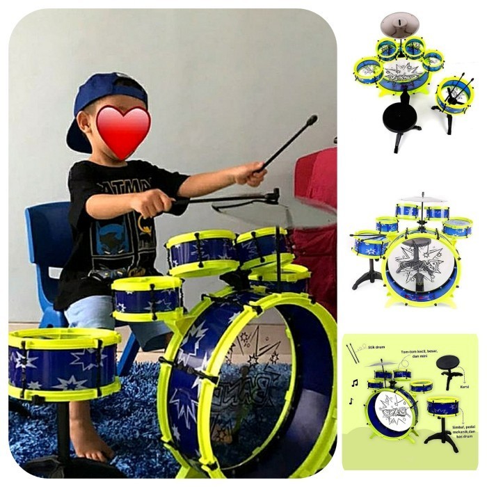 MAINAN SET DRUM ANAK BIG BAND LENGKAP - SET ALAT MUSIK DRUM BESAR