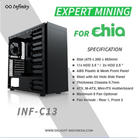 Casing Pc / Komputer Infinity C13 Full Tower Gang / Server