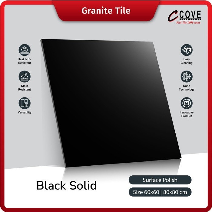 Cove Granite Tile Black Solid 60X60 80X80 Granit / Keramik Lantai