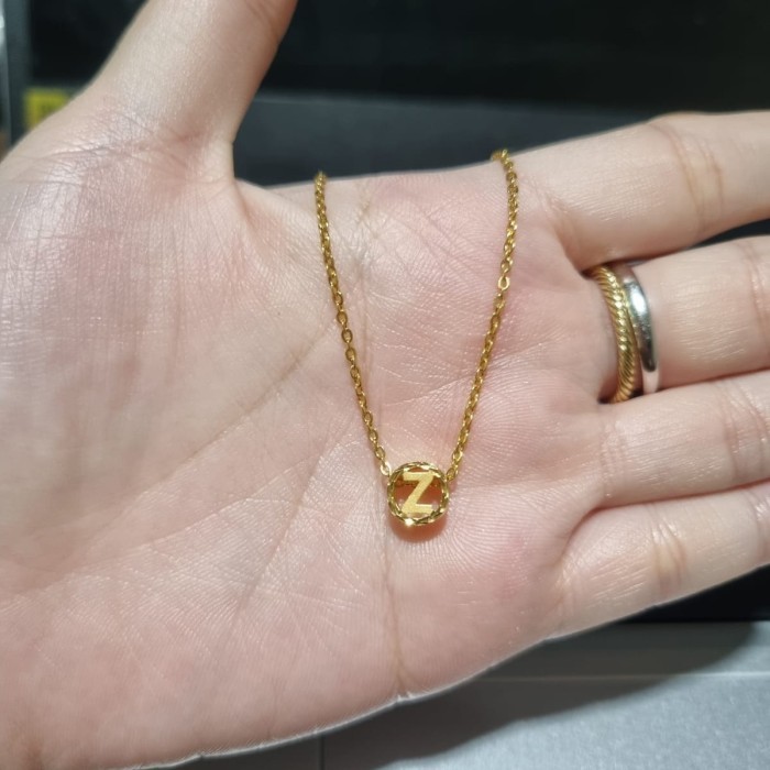 SET KALUNG ANAK DAN LIONTIN PANDORA INISIAL HURUF Z ELEGANT EMAS ASLI