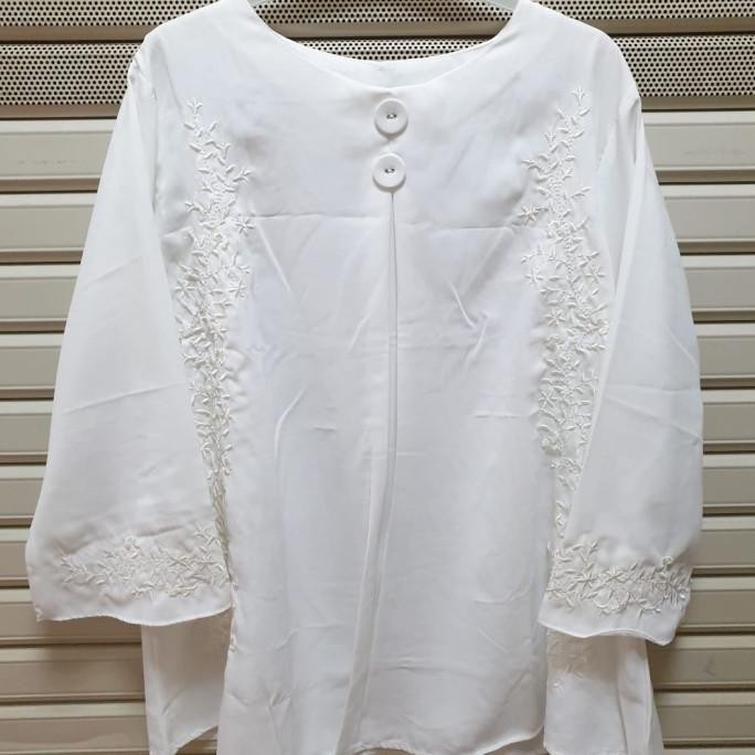 Atasan Motif Bordir Warna Bordiran Timbul Atasan Putih Blus Putih